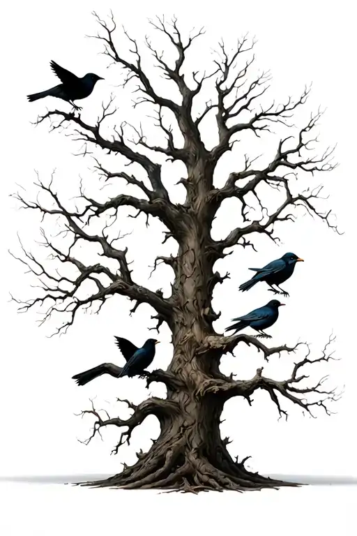 Creepy Tree And Black Crows