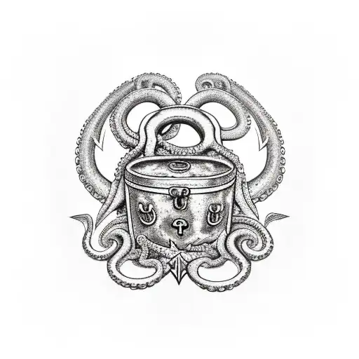 Treasure Chest With An Anchor And Octopus