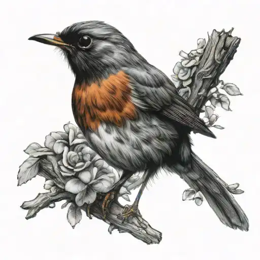 Robin Sat On Branch Made Of Hands Clasped Together