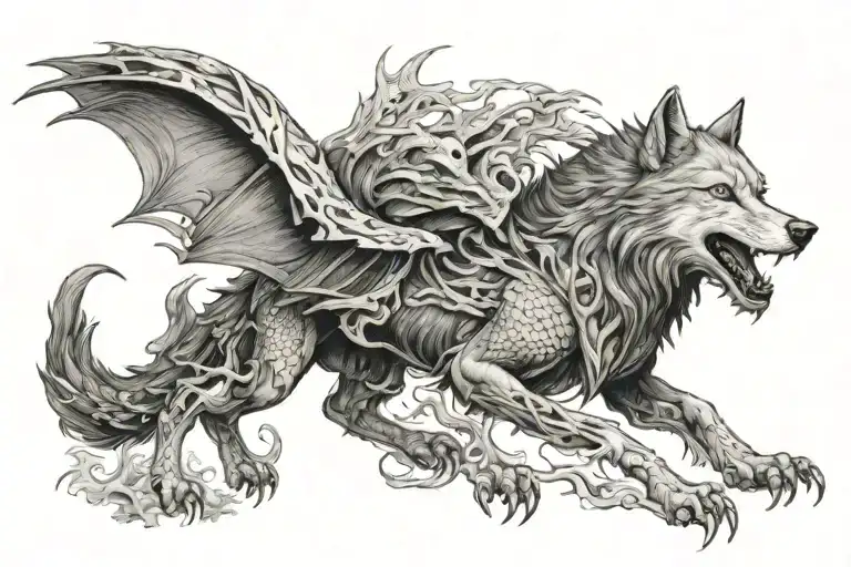 Wolf Dragon Flying