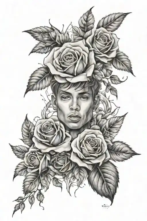 Rose Surrounded Boy Autoknacker Leaves