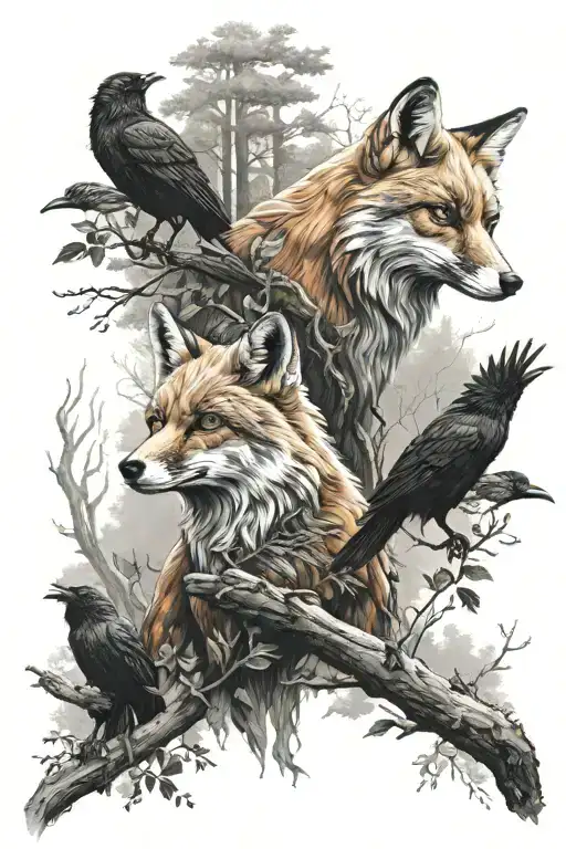 Fox And Raven Forest