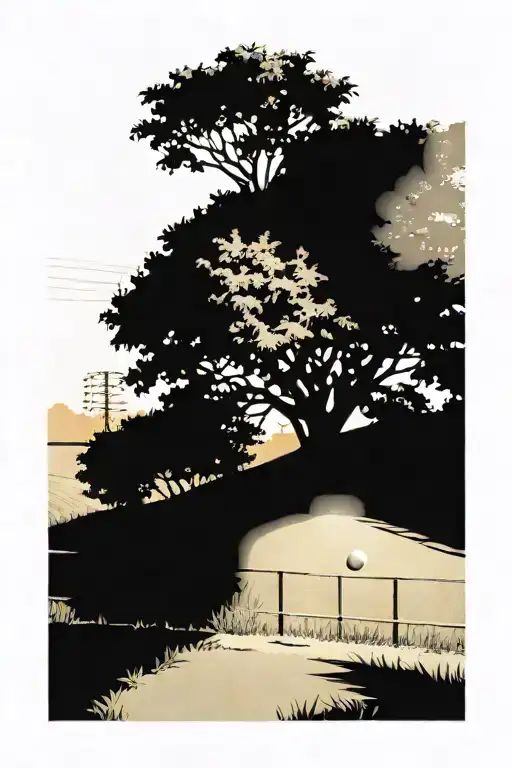 Baseball Field With Corn Field And An Orange Tree