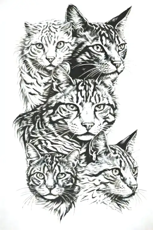 Alternate Face Of 2 Dogs And A Cat