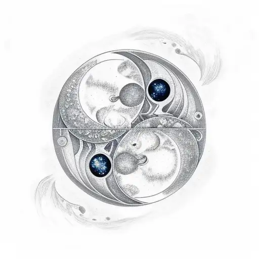 Sun And Moon Ying Yang Motive