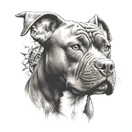 American Bully Pitbull Amstagg Angry Dog Wearing