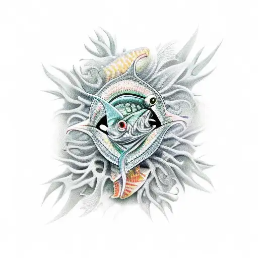 Fish Skin With Thorns And Card Of Aces