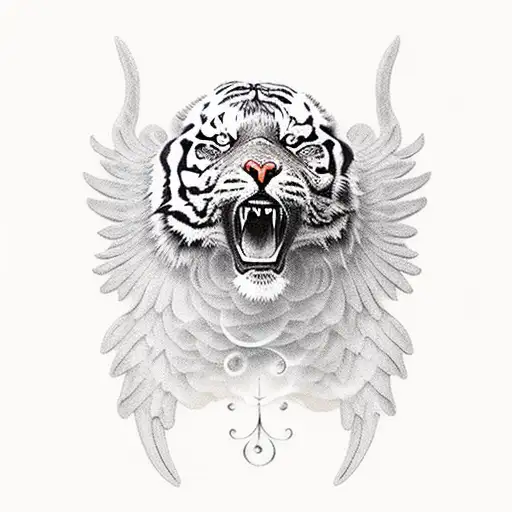 Tiger With Wings In Clouds Wild