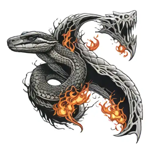 Snake And Fire Rising On The Neck