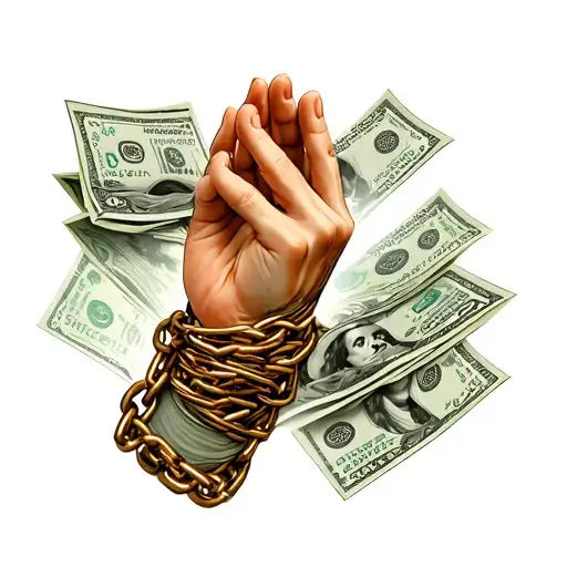 Pray Hands With Money And Chain Wrapped