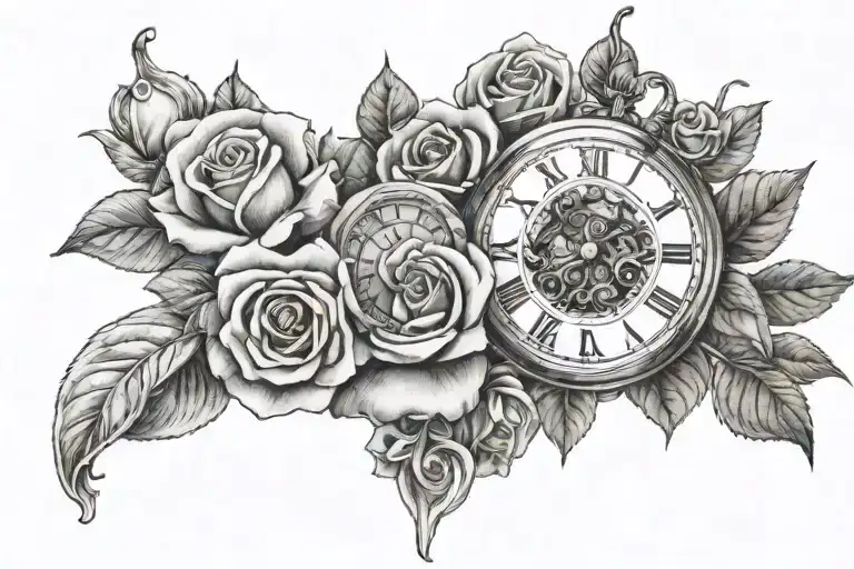 Cards Stairs Clock Rose