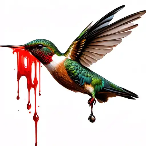Dead Hummingbird Licking Blood
