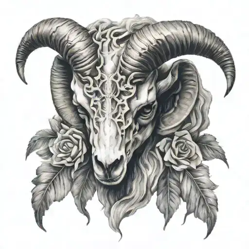 Aries Ram Skull Surrounded
