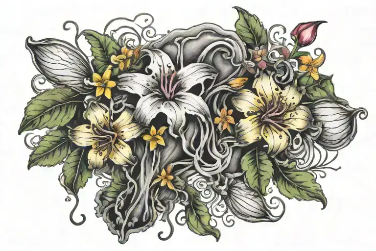 Jamaica Map With Jelly Fish And Hibicus Flowers Growing