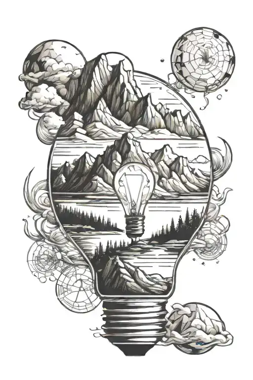 Lightbulb With A Mountain On The Inside Of It