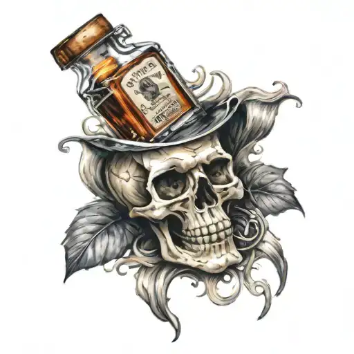 Skull In Jack Danials Whisky Bottle