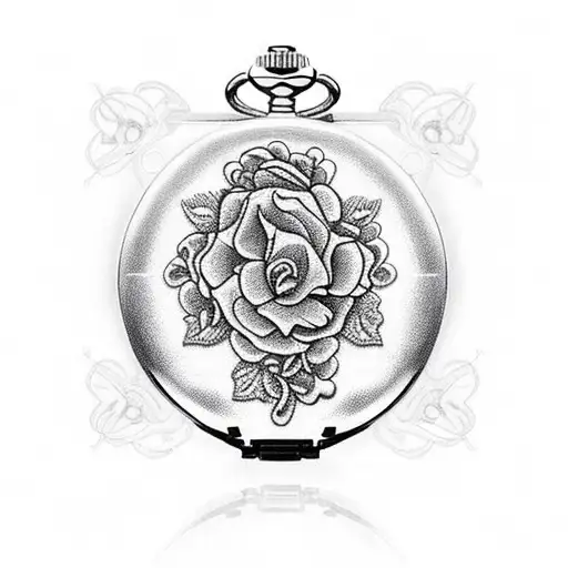 A Pocket Watch Adorned With Roses And Rosary Beads