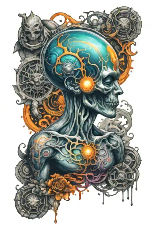 Chakra With Meditating Alien And Oversoul With Colorfull