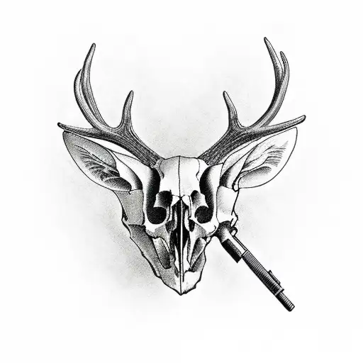 Deer Skull With Guns