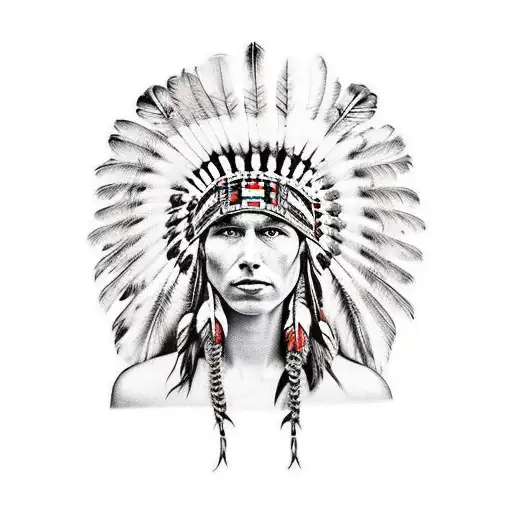 Headress Down To The Feet Native American