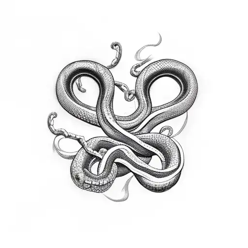 Snake With Chains And Smoke Around