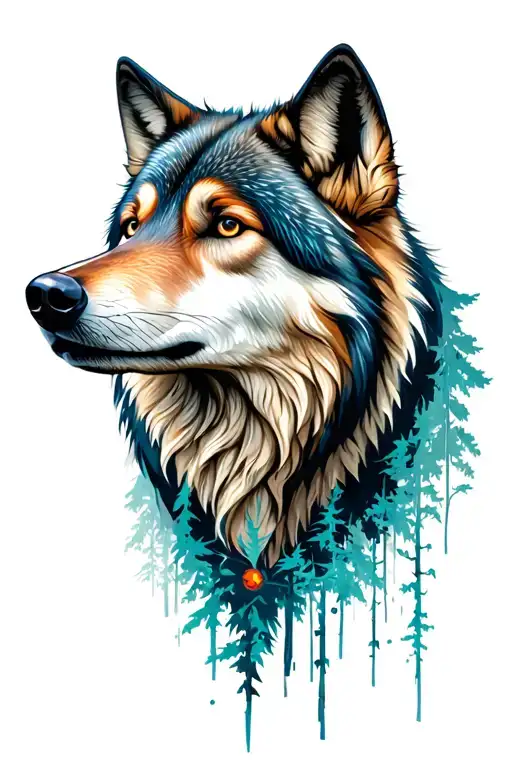 Mystic Wolf And Forest