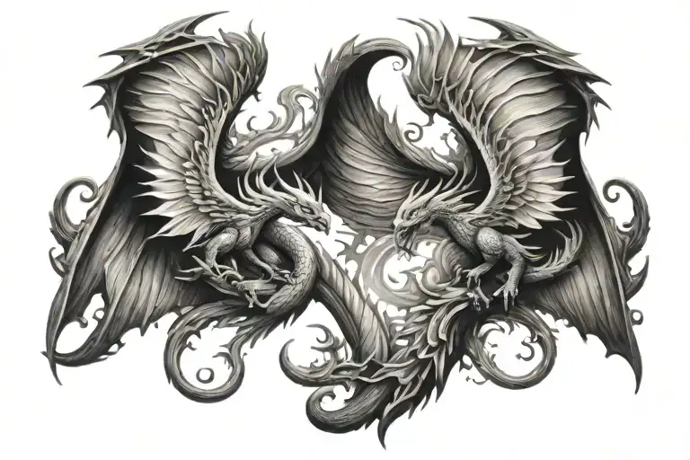 Dragon & Phoenix Flying