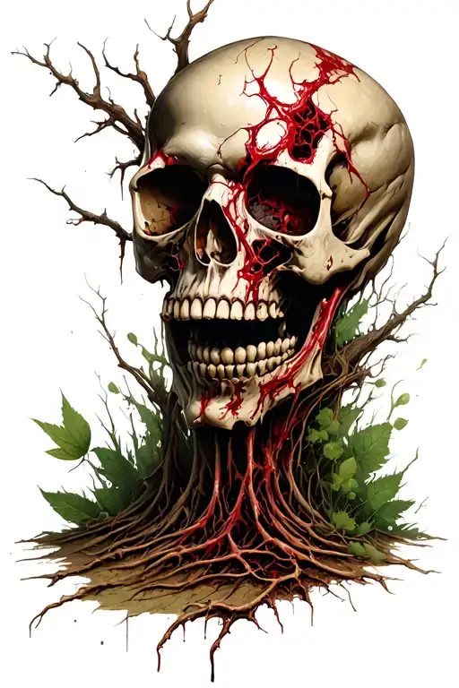 Grim Skull With Rotting Nature