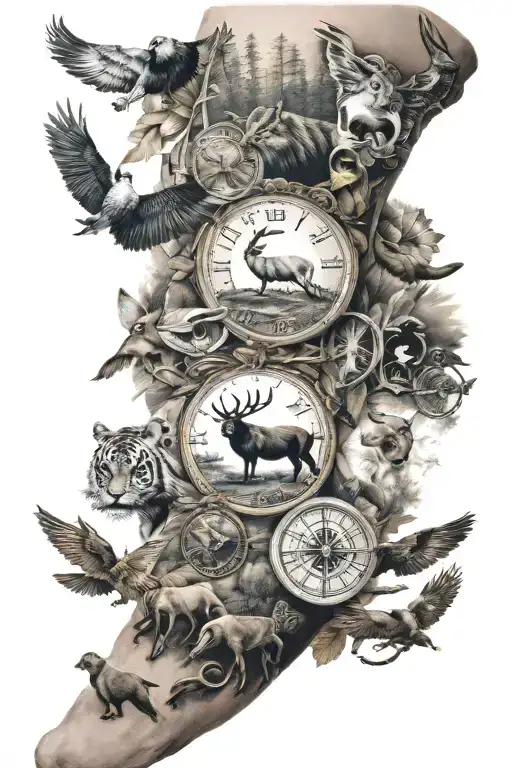 Arm Sleeve With A Collage Of Hunting Memories