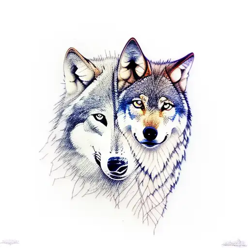 Wolf With Woman In Forest