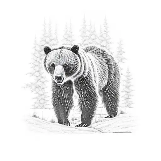 Two Grizzly Bear Cubs In A Forest Forearm