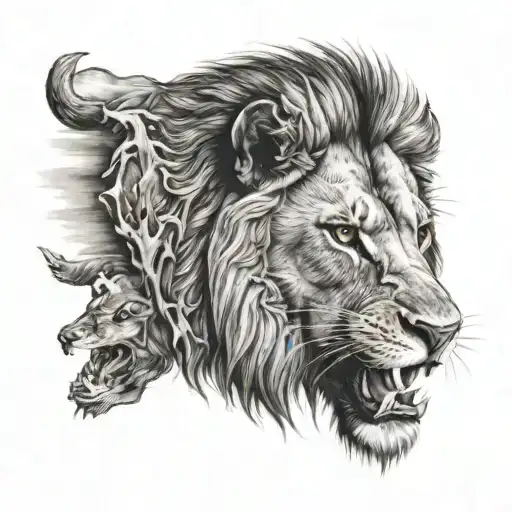 A Lion That Eats A Wolf