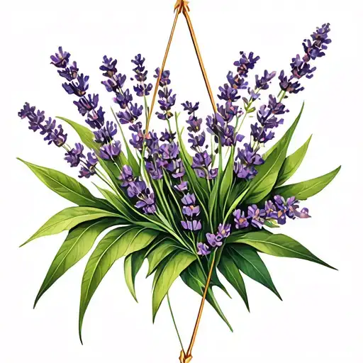 Bow And Arrow With Lavender Flowers Growing