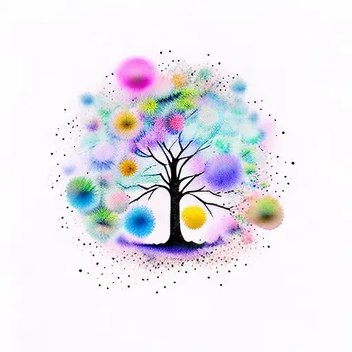 Watercolor Tree With A Think Bubble In The Background