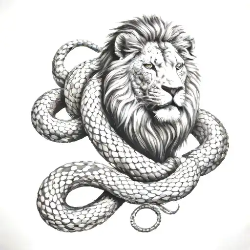 Lion Snake Tattoo Design