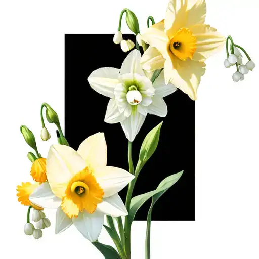 Daffodil Lillie's And Lily Of The Valley Flowers