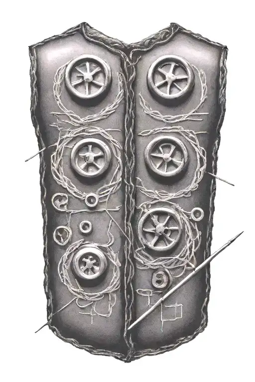 Black Buttons And Sewing Needles With Thread