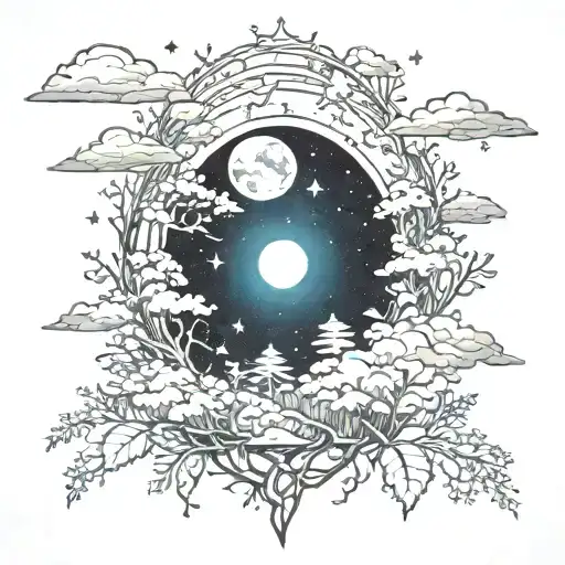 Nature Night Sky Silhouettes Hidden Within