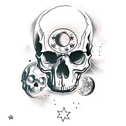Skull And Moon And Stars