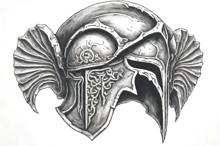 Spartan Helmet With Man Face Inside