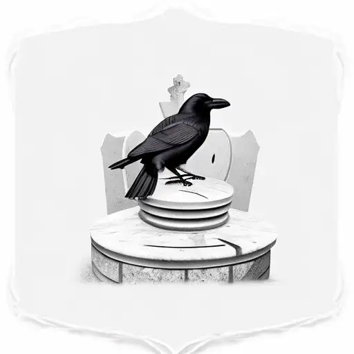 Crow Sitting On Top Of A Tombstone