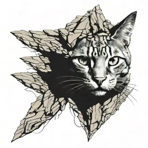 Crazy Cat Head In Rock Style