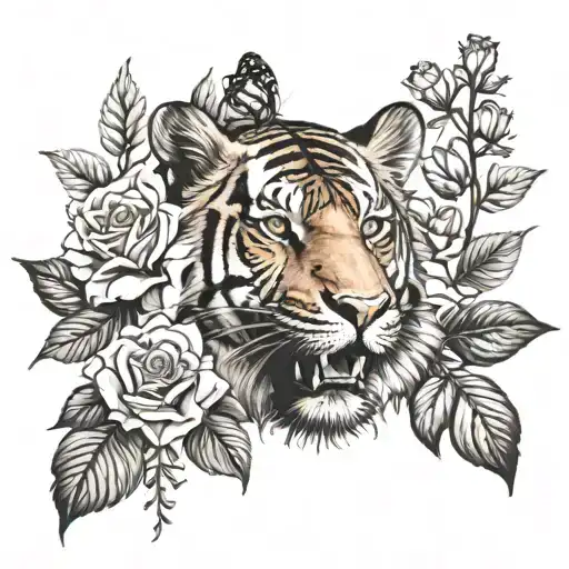 Tiger Head Roses Bees Honey