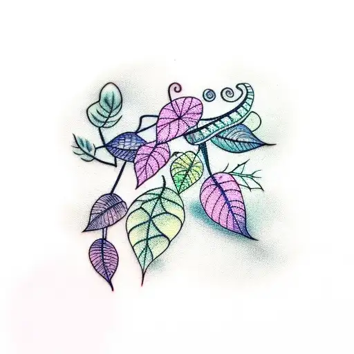 Vines With Dainty Leaves And Striped Of Color On Each Leaf