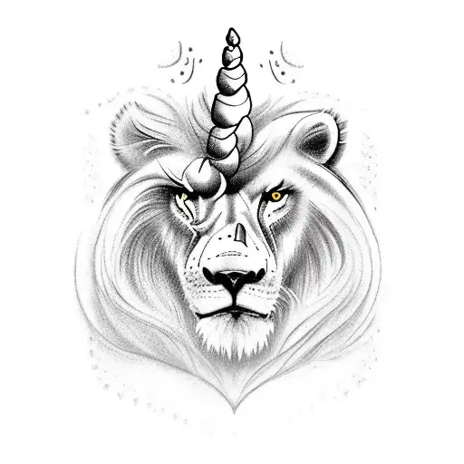 A Lion And A Bear And A Unicorn In The Woods