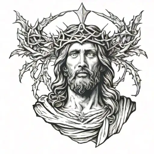 Jesus Christ With Thorn Crown On Its Head