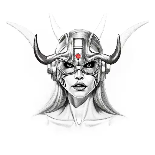Cyberwoman With Bull Horns