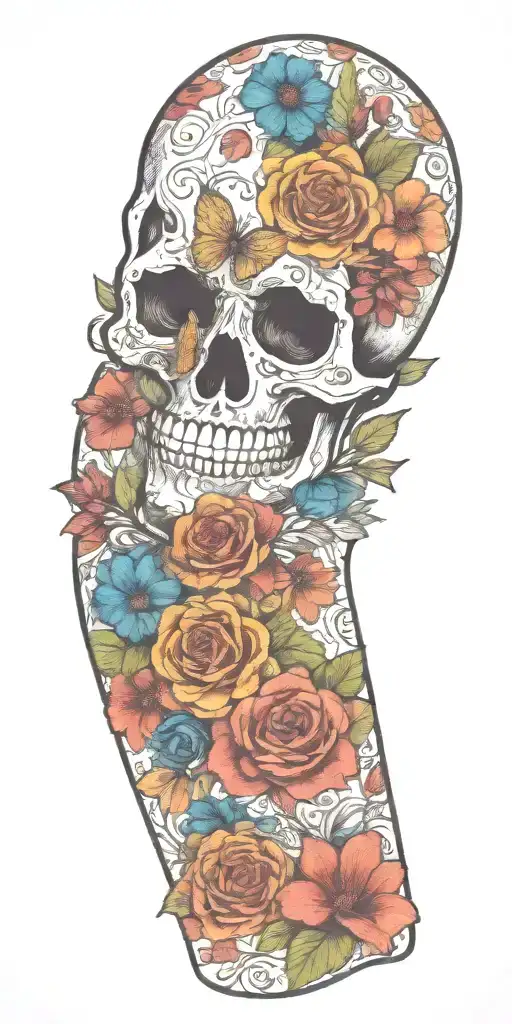 Botanical Skull Sleeve