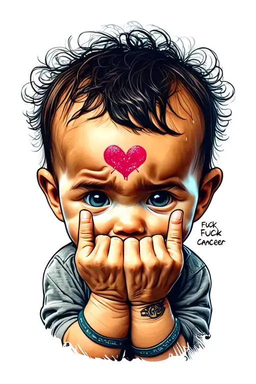 Baby Sticking Up Middle Fingers Saying Fuck Cancer