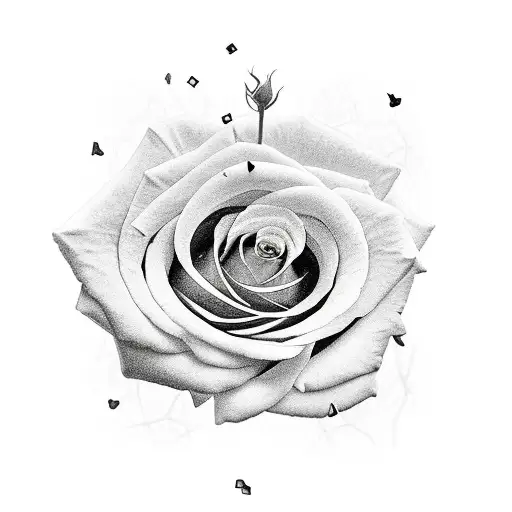 A Realistic Depiction Of A Sword With Delicate Rose Petals Falling Around It